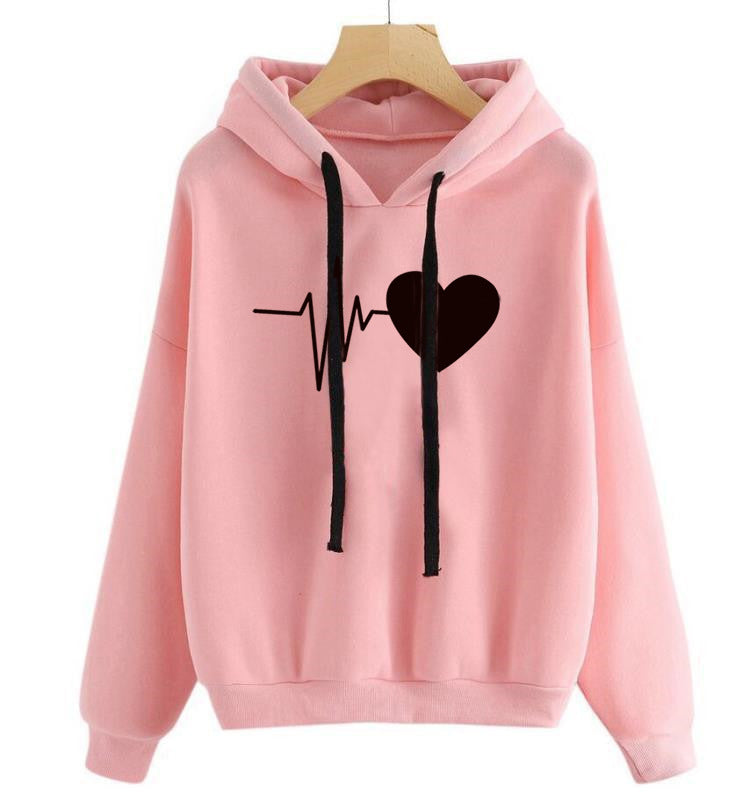 Hoodie streetwear con cuore – felpa donna manica lunga - Selezione ÆSTRAL